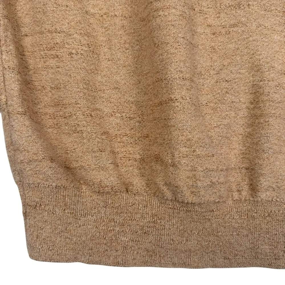 J. Crew Mens Raglan Budded Pullover Sweater Crew Neck 100% Cotton Tan Size Large